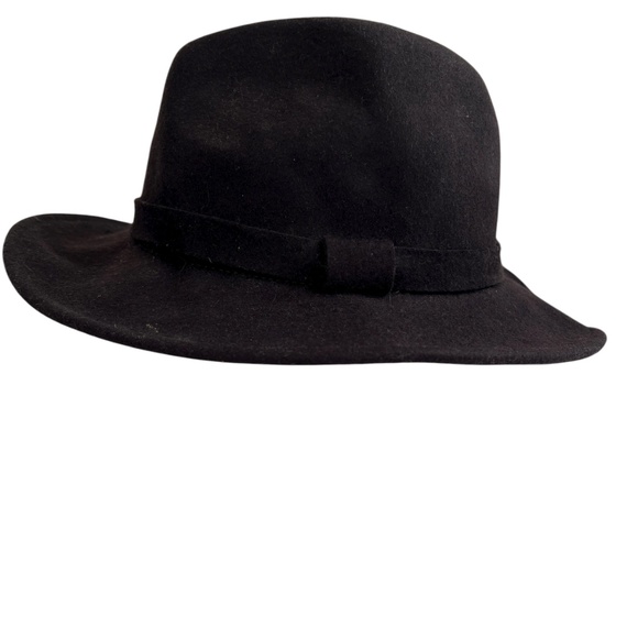 All Saints Hat Black Wide Brim Wool Bronson Fedora Size M/L - Picture 6 of 10